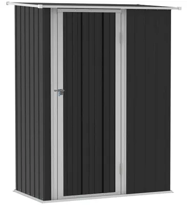 Obrázok produktu pre Kovová záhradná búda na uskladnenie záhradného náradia | Farba: tmavošedá | Rozmery: 84 x 142 x 189 cm