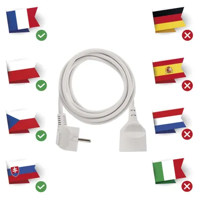 Prodlužovací kabel – spojka, 3m, bílý