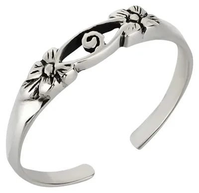 Produktbild von Zehenring Zehring schmal Blumen 925 Silber