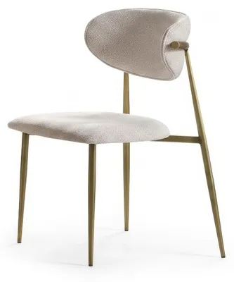 Immagine prodotto di Sedia da pranzo, design moderno, beige e oro, elegante, lussuosa, imbottita