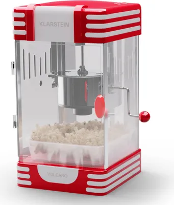 Produktbild von Klarstein Popcornmaschine Klein, Popcornmaschine für Süßes & Salziges Popcorn, 300W Popcorn Maker, Retro Küchengeräte für Popcornmais, Popcorn Maschine mit Edelstahlbehälter, Popcorn Maschinen