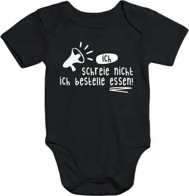 Produktbild von lustiger Baby-Body ich schreie nicht ich bestelle essen Baumwolle kurzarm Moonworks® schwarz 12-18 Monate