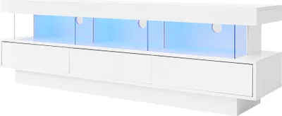 Produktbild von Merax TV-Schrank mit Schubladen und offenen Fächern, Lowboard hochglänzend, Fernsehtisch mit LED inkl. APP, TV-Ständer, 160x38x50.5cm, Weiß