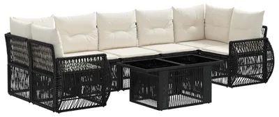 Produktbild von vidaXL Gartensofa-set 8 stk. Schwarz und Cremeweiß Poly-Rattan