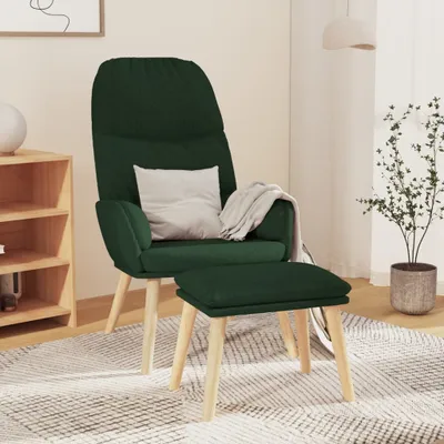 Immagine prodotto di Poltrona relax con poggiapiedi in tessuto verde scuro