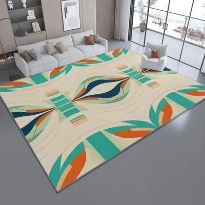 Image de Tapis de couleur crème, à poils courts, de dimensions 140 x 200 cm, avec base antidérapante