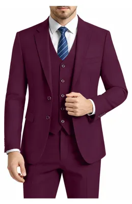 Produktbild von LUPURTY Herren Anzüge Slim Fit 3 Stück Anzüge für Männer 2 Knöpfe Solide Jacke W