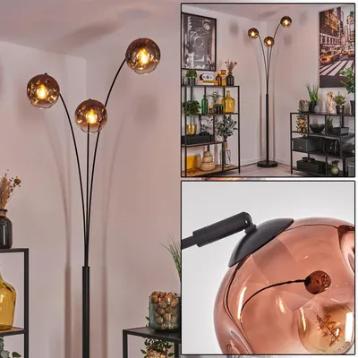 Produktbild von Villamare Stehlampe aus Metall/Glas in Schwarz/Kupfer/Klar
