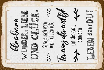 Produktbild von vianmo Blechschild 18x12 cm Glaube an Wunder, Liebe und Glück