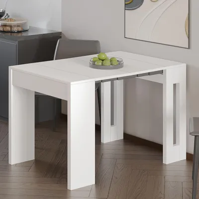 Obrázok produktu pre Skye Decor, kvalitný výsuvný konzolový stolík, biela farba, 80 cm | 100% melamín
