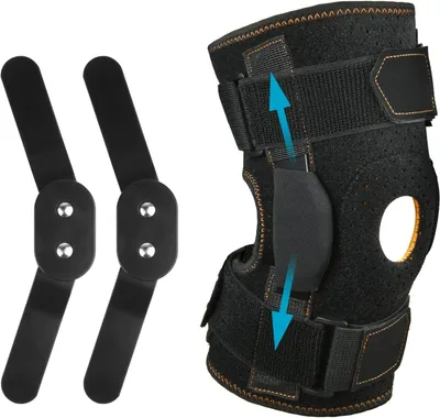 Produktbild von Kniestütze, Athletics Kniebandage für Männer Frauen, Verstellbarer Kompressionsbandage mit Stahlplattenhalterung & Patella Gel Pads für Meniskusriss, Arthritis, ACL,Gelenkschmerzen, Laufen,Sport