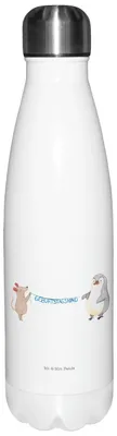 Produktbild von Mr. & Mrs. Panda Trinkflasche Maus Pinguin Geburtstag - Weiß - Geschenk, Thermosflasche, Thermos, Vakuumflasche, Happy Birthday, thermosflaschen, Geburtstagsgeschenk