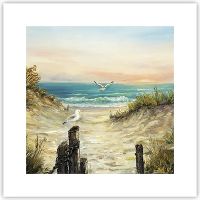 Produktbild von Poster - Poster ohne Rahmen - Impressionismus Möwen Küste - 30x30 cm - Wand Bild - Wanddeko - Wandbilder - Kunstposter - Wandposter - Bilder - Kunstdruck - Wanddekoration - Wandbild - P2XAC30x30-4602