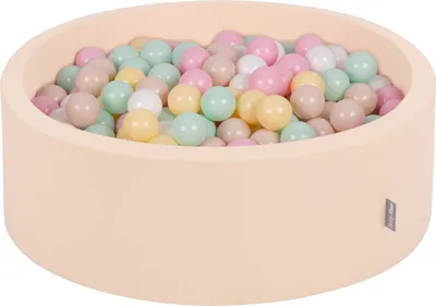 Produktbild von KiddyMoon Rundes Bällebad aus Schaumstoff, mit weichen Bällen, baby kinder bällebad, indoor kinderspielzeug, für kinderzimmer, spielbälle pastel