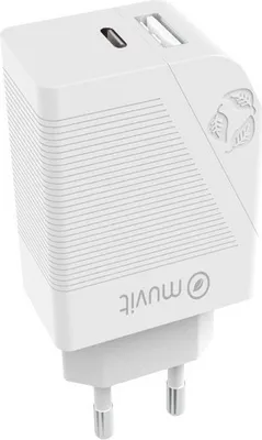 Produktbild von Muvit für Wechselladegerät dewall 1 usb qc 3.0 18w+1 type c pd 20w white