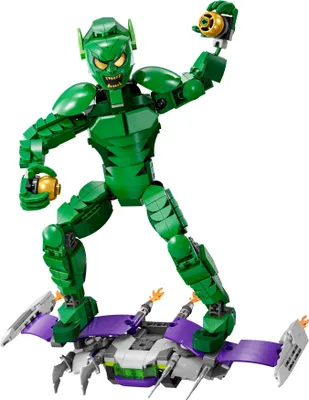 Produktbild von LEGO Marvel Green Goblin Baufigur, bewegliches Superschurken-Bauspielzeug für Kinder ab 8 Jahren, Jungen & Mädchen, Spider-Man Universum Set mit Gleiter & Kürbisbomben, Superhelden-Geschenkidee 76284