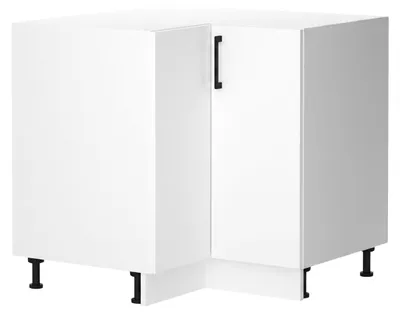 Produktbild von Küchenunterschrank 87 cm - Weiß glänzend - Eckküchenschrank - ohne Arbeitsplatte - Soft-Close-System