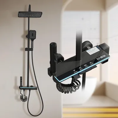 Produktbild von STANEWDuschsäule mit Wasserhahn, Mit 3 Strahlarten, Regendusche, höhenverstellbar, LED-Anzeige, Duschkopf, Strahl, Wasserhahn und Duschkopf