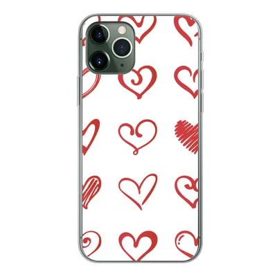 Produktbild von MuchoWow® Handyhülle Schutzhülle Hülle für iPhone 11 Pro Eine Illustration mit Herzen in verschiedenen Formen Silikon Softcase Handy Hülle - Handy