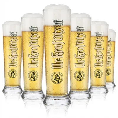 Produktbild von 6x Ur-Krostitzer Bier Glas Pokal Biergläser Weißbierglas Relief Kontur