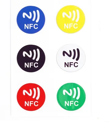 Produktbild von RFID / NFC Tags, Ntag215, 25mm, selbstklebend, farbig sortiert, 6 Stück