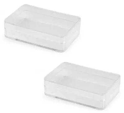 2 Kunststoffbehälter, transparent, 3,8x5,8x1,6 cm, mit Deckel