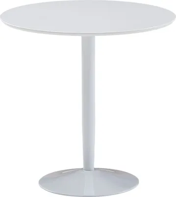 Produktbild von Esstisch Rund 75x75x74 cm Kleiner Küchentisch Weiß Hochglanz, Runder Esszimmertisch 2 Personen, Moderner Frühstückstisch Küche, Tisch Esszimmer Klein