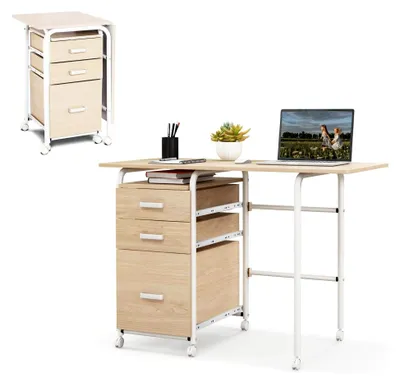 Produktbild von Klapptisch für Büro und Arbeitszimmer mit Schubladen und Rollen
