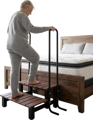 Produktbild von Whirlpooltreppen mit Handläufen, rutschfesten und breiteren Stufen, geeignet für Wohnmobile und den Innen- sowie Außenbereich, 2-stufige Treppen für Aufstellpools