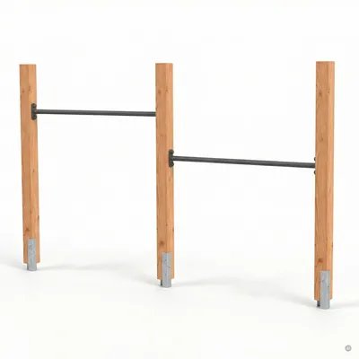 Image de EXIT Linea Robust 110 Double en Bois Barre Fixe – Barre Fixe pour Extérieur – Jardin