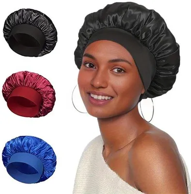 Produktbild von Set mit 3 Schlafhauben – Seidenhauben – Seide – Schlafhaube – Kopfbedeckung – Haarpflege gegen Haarausfall – Haarabdeckung