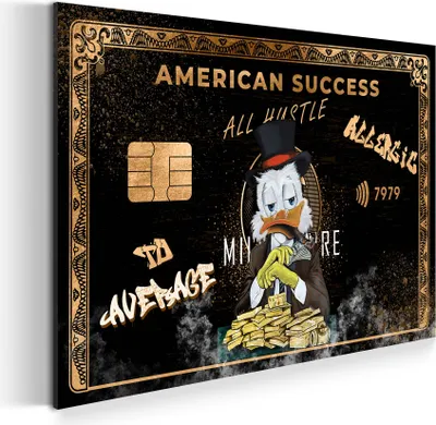 Produktbild von Duck Success Card, Comic Wandbild Leinwandbild Kunst Deko XL: 120x80x4cm