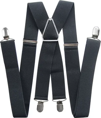 Immagine prodotto di axy® Bretelle da uomo larghe 3,5 cm con 4 robuste clip a forma di X regolabili in lunghezza per matrimonio e lavoro - grigio scuro