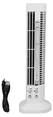 Produktbild von Turmfan mit LED-Schreibtischlampe, weiß, kompakt, tragbar, sicher, ohne Flügel, 2 Geschwindigkeitsstufen, Tischventilator für Büro und Studentenwohnheim