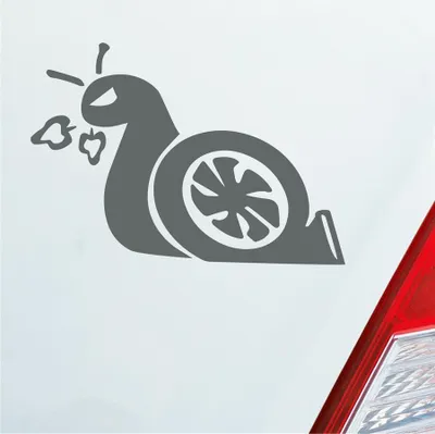 Produktbild von Auto Aufkleber Turboschnecke Schnecke Rennschnecke Race 12x8,5 cm Grau Sticker Heckscheibenaufkleber
