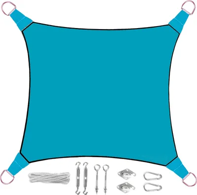 Produktbild von Sonnensegel Quadratisch Blau 3,6m mit Ösen für Terrasse Balkon Sonnenschutzsegel