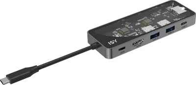 Obrázok produktu pre ISY IAD-1024-2 5v1 USB-C multiportový adaptér - 2x USB-A/HDMI/2x USB-C/RJ-45
