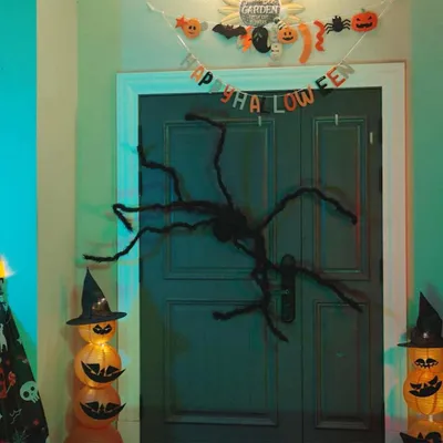 Produktbild von Möbel Halloween Spinnen Dekoration 3 Stk. Schwarz 150 cm - Weihnachtsgirlanden &48697
