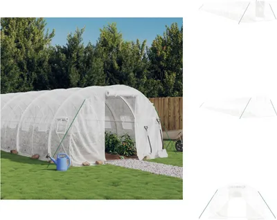 Produktbild von vidaXL Gewächshaus mit Stahlrahmen Weiß 72 m² 24x3x2 m -  Gewächshäuser