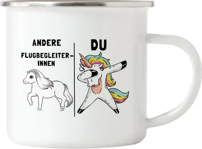 Produktbild von Andere Flugbegleiterinnen Du Emaille Tasse Pferd Einhorn Humor Lustig Unicorn Geschenk Apotheke