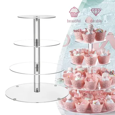 Produktbild von 4 Etagen Cupcake Ständer Runder Tortenständer Acryl-Kuchenständer Dessertständer