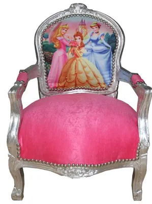 Produktbild von Casa Padrino Barock Kinder Stuhl Rosa/Silber Prinzessin Stuhl - Armlehnstuhl