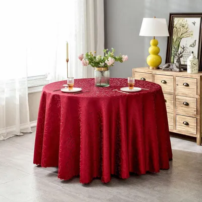 Immagine prodotto di Tovaglia rotonda in tessuto jacquard, colore bordeaux, diametro 180 cm
