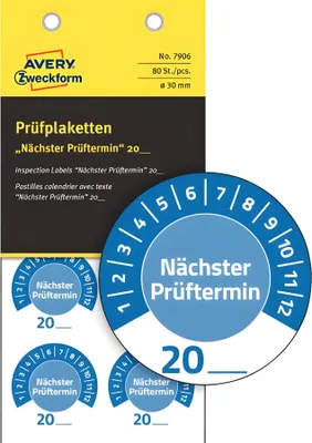 Produktbild von Avery Zweckform 7906 Prüfplakette 20XX Blau O
