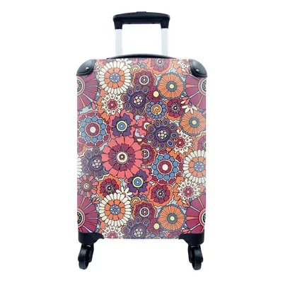 Produktbild von MuchoWow® Koffer Handgepäck Trolley Rollkoffer Kleine Reisekoffer mit 4 Rollen - Vintage - Muster - Blumen - Pflanzen - Cabin Size < 55x40x23 cm & 55x40x20 cm - Fotokoffer - Kabinenkoffer - Boardgepäck - Reise-Box - Reisekoffer - Reisegepäck - Koffer mit Bild - Trolley für Kinder
