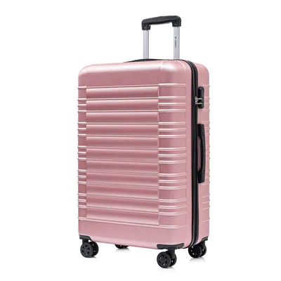 Produktbild von Koffer Trolley Reisekoffer Suitcase, Rollkoffer Handgepäck ,mit 4 Rollen360°, Hartschalenreisekoffer, Zahlenschloss, Weicher Gummigriff (XL,Roségold)