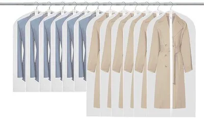 Zdjęcie produktu dla Torba na ubrania, 12 sztuk, 60 x 100 cm / 120 cm, oddychająca torba na ubrania z zamkiem błyskawicznym, torba na ubrania z PEVA na płaszcz, torba na ubrania, wodoodporna, odporna na warunki panujące na motocyklu