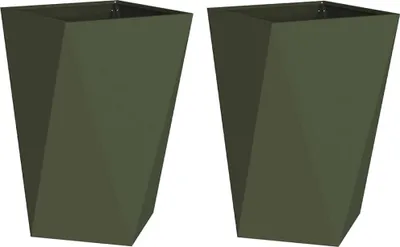 Produktbild von vidaXL Pflanzkübel 2 pcs Olive Grün 50 x 50 x 75 cm Stahl