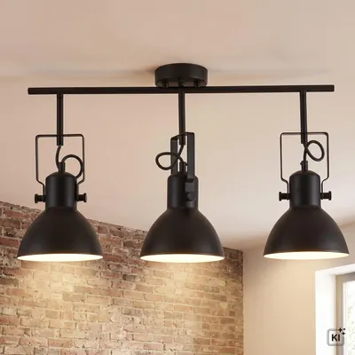 Obrázek produktu pro Stropní reflektor černý kov 3 plameny E14 retro lampa spot obývací pokoj předsíň, Obrázek vytvořený pomocí AI