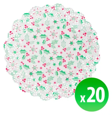 Produktbild von Weihnachtliche Papiertellerunterlage - 16,5 cm - 20 Stück pro Packung